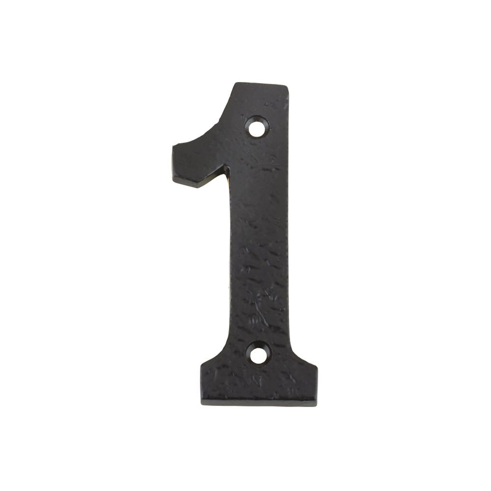High quality image of the Foxcote Foundries - Numeral - No. 1 - 4" - Antique Black | Sku. ffn01 | available to order from Trade Door Handles.
