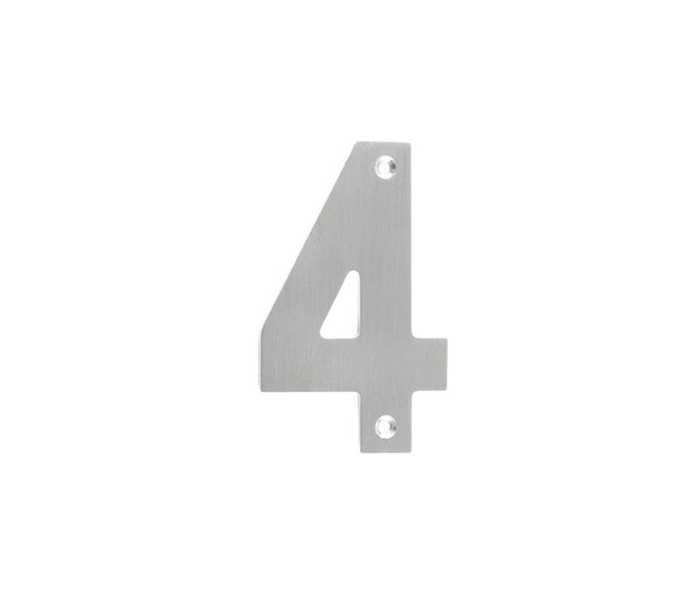 Frelan Hardware Door Furniture Satin Stainless Steel / Numerals / 4 Frelan - 100mm No.4 Numeral - Grade 304 Satin Stainless Steel