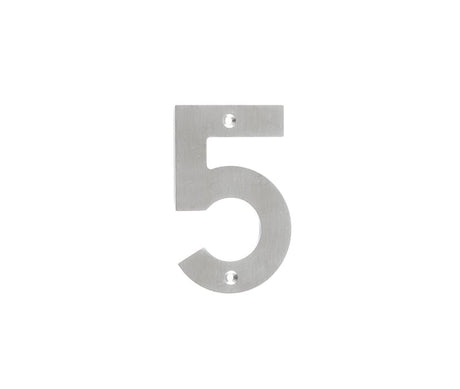 Frelan Hardware Door Furniture Satin Stainless Steel / Numerals / 5 Frelan - 100mm No.5 Numeral - Grade 304 Satin Stainless Steel