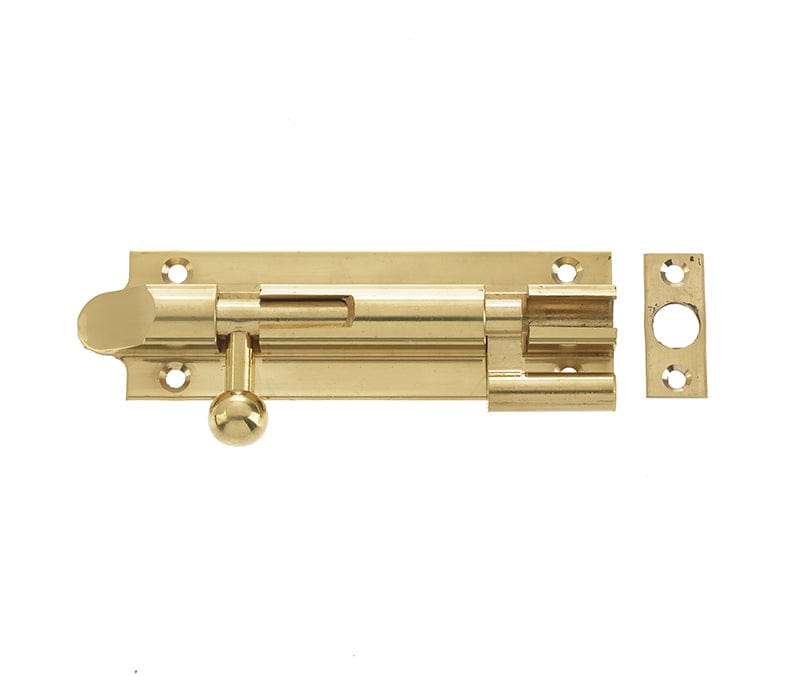 Frelan Hardware Accessories Polished Brass / Cranked Surface Bolts Frelan - 102x32mm PB Bell NKD Bolt
