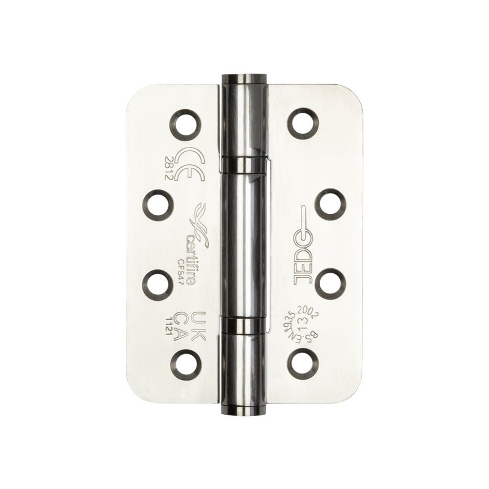 Frelan Hardware Hinges Polished Stainless Steel / Ball Bearing Hinges / 4" x (102mm) Frelan - 102x76x3mm PSS Radius PBH 3 knuckle hinge pack of 3