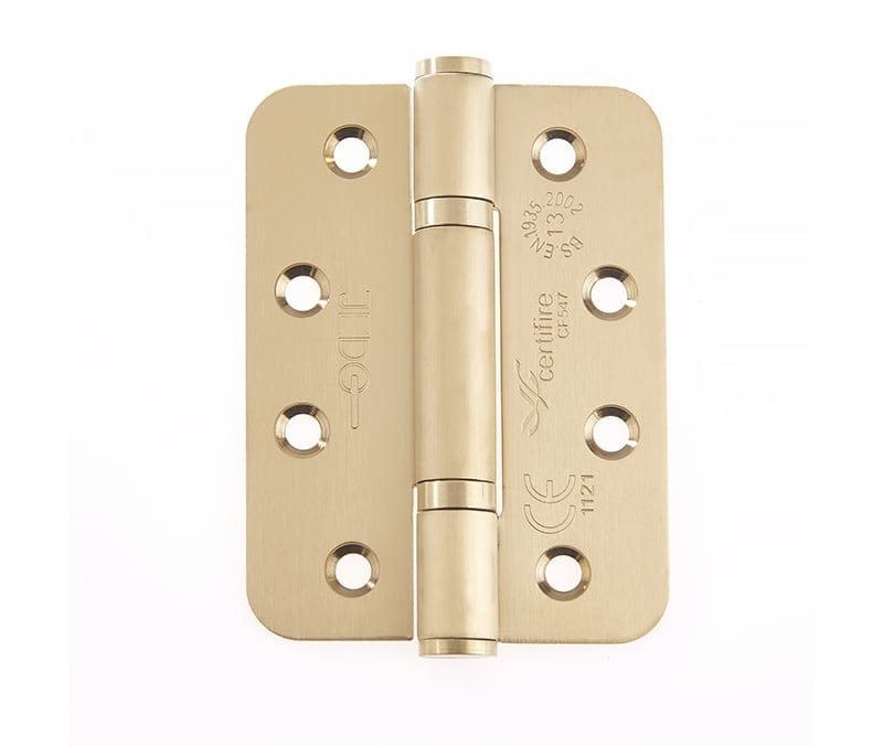Frelan Hardware Hinges Satin Brass / Ball Bearing Hinges / 4" x (102mm) Frelan - 102x76x3mm SB Radius PBH 3 knuckle hinge Pack of 3