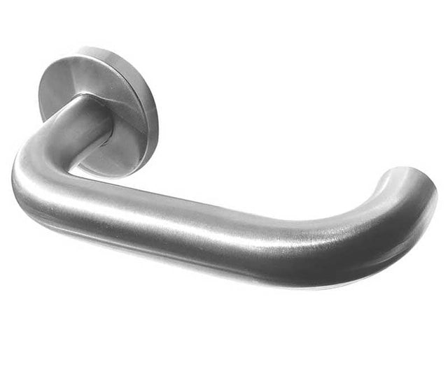 Frelan Hardware Door Furniture Satin Stainless Steel / Round Rose Frelan - 19mm Dia. SSS Orbit lever on 5mm rose grade 304