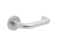 Frelan Hardware Door Furniture Satin Stainless Steel / Round Rose Frelan - 19mm Dia. SSS Orbit lever on 8mm Rose Grade 201