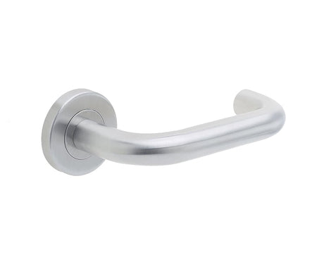 Frelan Hardware Door Furniture Satin Stainless Steel / Round Rose Frelan - 19mm Dia. SSS Orbit lever on 8mm Rose Grade 201