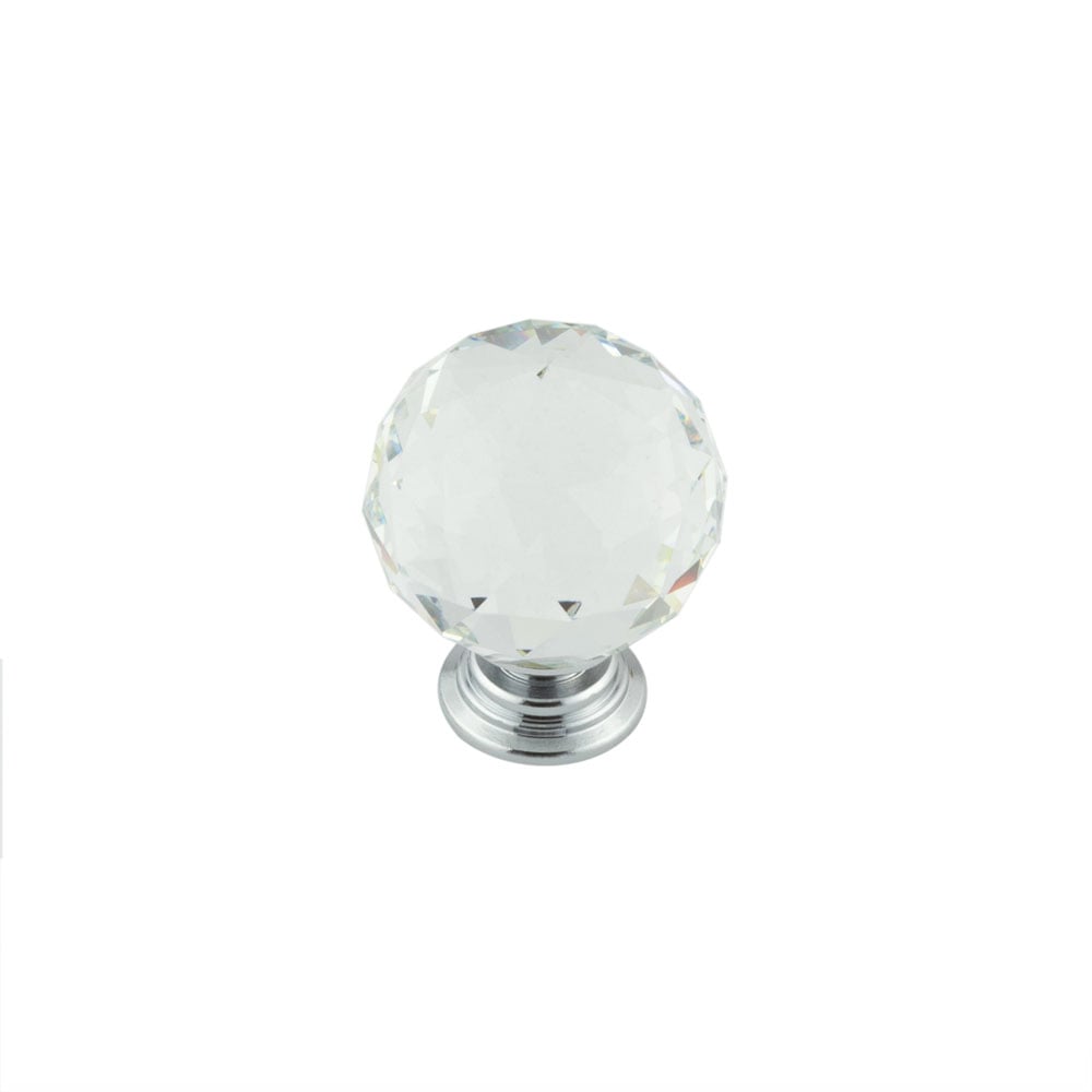 Frelan Hardware Cabinet Hardware Polished Chrome / Cabinet Knobs Frelan - 40mm Polished Chrome Faceted Glass Ball Knob