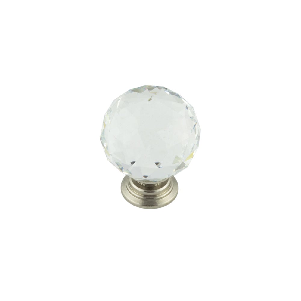 Frelan Hardware Cabinet Hardware Satin Nickel / Cabinet Knobs Frelan - 40mm Satin Nickel Faceted Glass Ball Knob