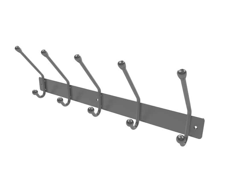 Frelan Hardware Accessories Satin Stainless Steel / Hat & Coat Hooks Frelan - 5 Hook 450x40mm Grade 304 - Satin Stainless Steel