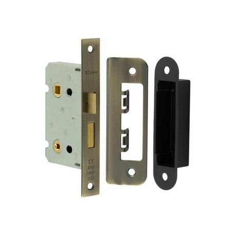 Frelan Hardware Locks & Latches Antique Brass Frelan - 63mm AB bathroom lock square forend
