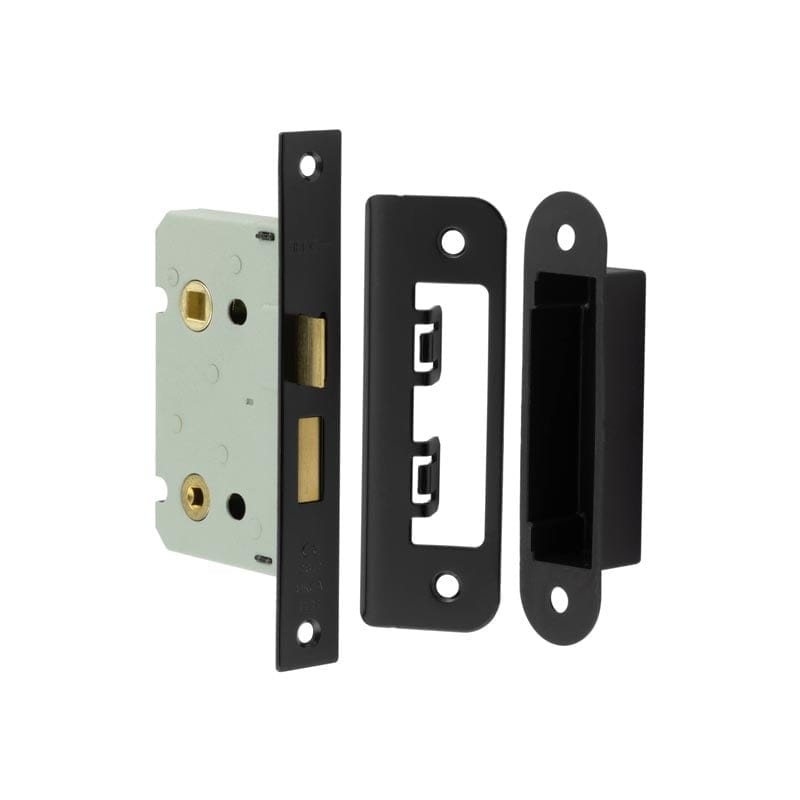 Frelan Hardware Locks & Latches Black Frelan - 63mm BL Bathroom lock square forend