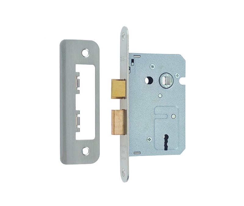 Frelan Hardware Locks & Latches Satin Nickel Frelan - 63mm NP 2/L sashlock large radiused strike & forend