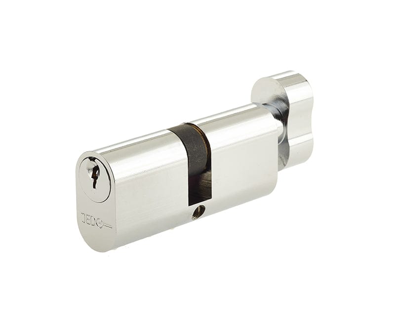 Frelan Hardware Locks & Latches Polished Chrome / Oval Cylinder & Turn / 35 x 35mm Frelan - 70mm PC Oval cyl & turn