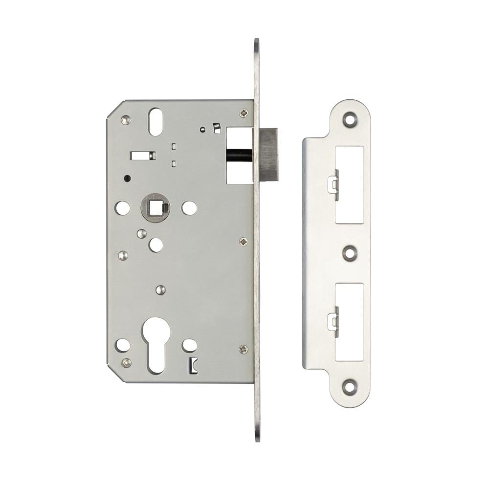 Frelan Hardware Locks & Latches Satin Stainless Steel Frelan - 72mm sss Din euro sashlock radiused 60mm backset