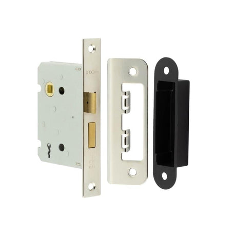 Frelan Hardware Locks & Latches Nickel Plated Frelan - 76mm NP 2/L sashlock square forend & radiused strike plate