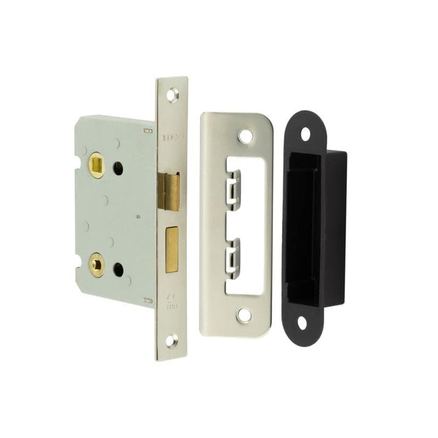 Frelan Hardware Locks & Latches Nickel Plated Frelan - 76mm NP Bathroom lock square forend & radiused strike plate
