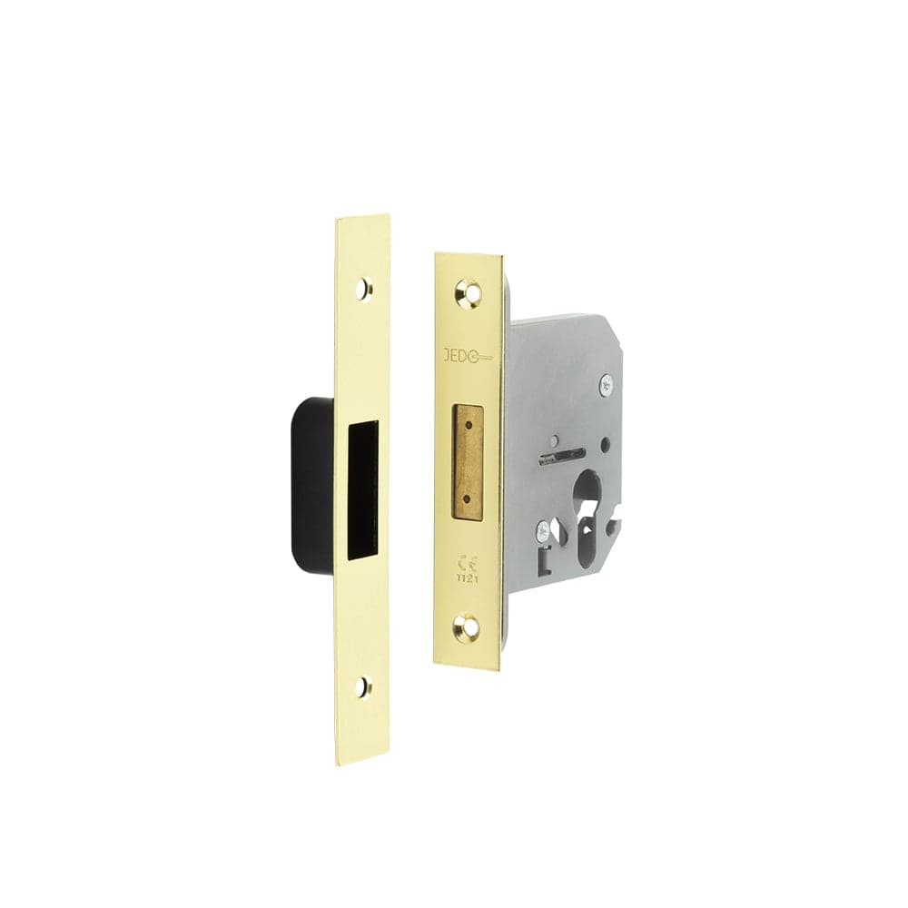 Frelan Hardware Locks & Latches Polished Brass Frelan - 76mm PB Euro profile deadlock