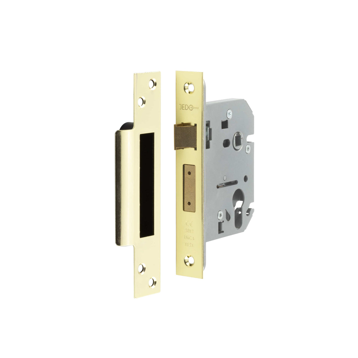 Frelan Hardware Locks & Latches Polished Brass / Euro Profile Sashlocks / 3" / 76mm Frelan - 76mm PB Euro profile sashlock