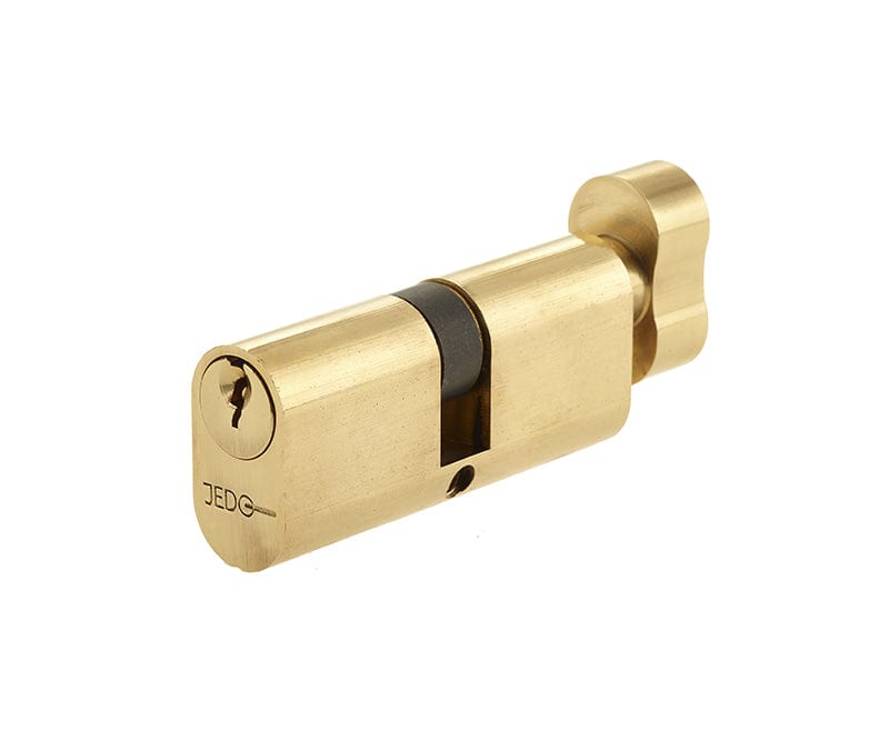 Frelan Hardware Locks & Latches Polished Brass / Oval Cylinder & Turn / 40 x 40mm Frelan - 80mm PB Oval cyl & turn