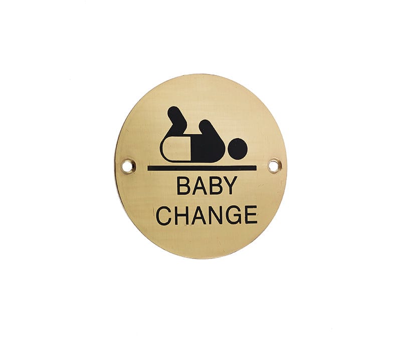 Frelan Hardware Door Furniture Polished Brass / Signs Frelan - Baby Change - Signage 75mm Dia. - Polished Brass
