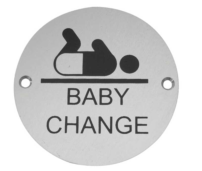 Frelan Hardware Door Furniture Satin Anodised Aluminium / Signs Frelan - Baby Change - Signage 75mm Dia. - Satin Anodised Aluminium