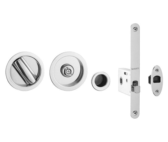Frelan Hardware Locks & Latches Polished Chrome / Sliding Door Locks / Round Frelan - BATHROOM SLIDING DOOR KIT ROUND PC 35-38mm