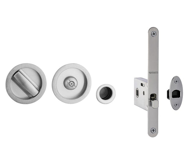 Frelan Hardware Locks & Latches Satin Chrome / Sliding Door Locks / Round Frelan - BATHROOM SLIDING DOOR KIT ROUND SC 35-38MM (SET)