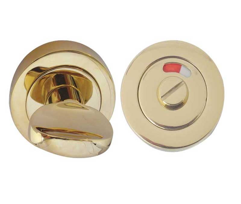 Frelan Hardware Door Furniture Brass Finish / Yes Frelan - Bathroom Turn & Release with Indicator - PVD Brass