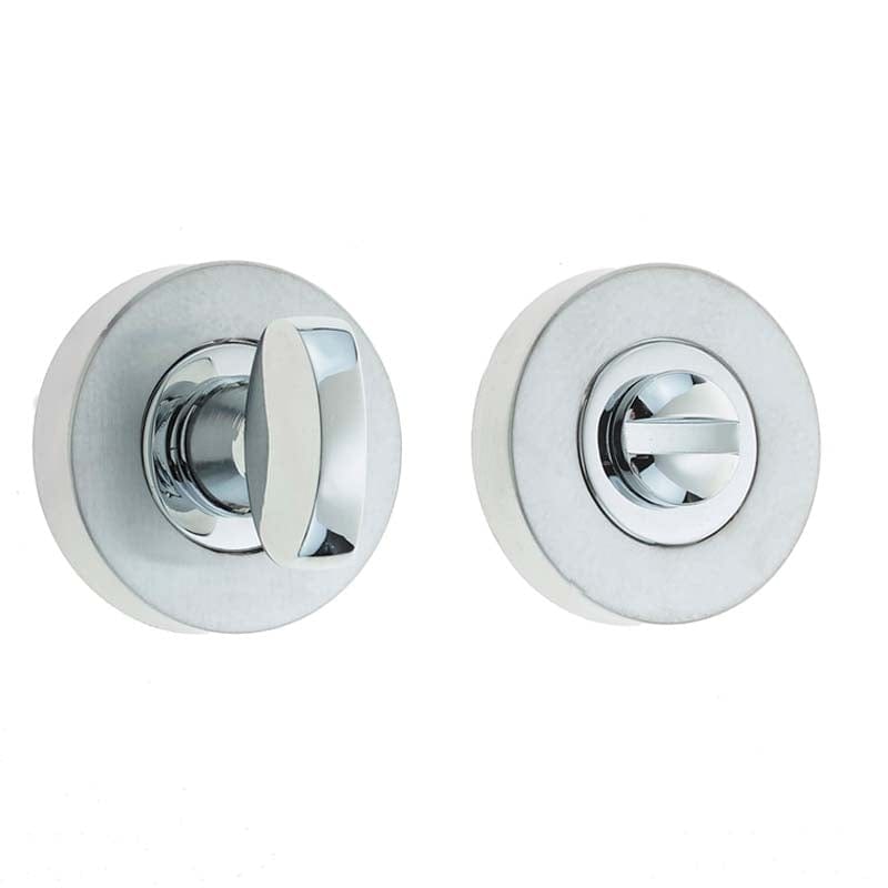 Frelan Hardware Door Furniture Polished Chrome/Satin Chrome / No Frelan - Bathroom Turn & Release without Indicator - Polished Chrome/Satin Chrom