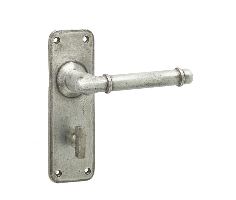 Frelan Hardware Door Furniture Pewter / Bathroom Lock Handles Frelan - Belfry Bathroom Lock Handles on Backplate - Pewter