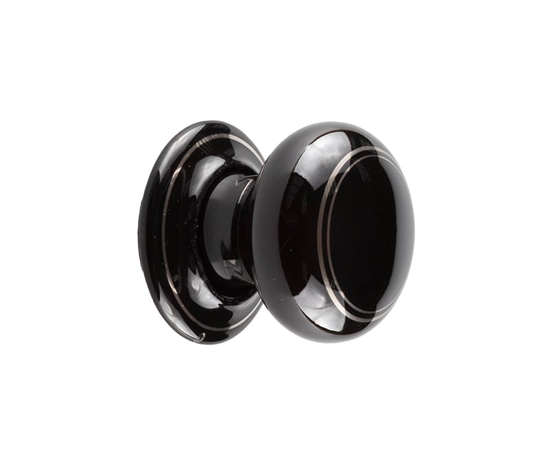 Frelan Hardware Door Furniture Black Silverline / Mortice Knobs Frelan - Black Lined Porclain Unsprung Mortice Knobs - Silver Line