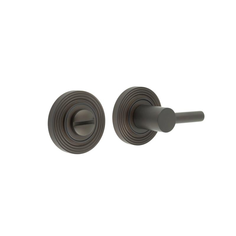 Frelan Hardware Door Furniture Dark Bronze Frelan - Burlington Easy Turn & Release Reeded Rose Dark Bronze