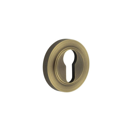 Frelan Hardware Door Furniture Antique Brass / Euro Profile Escutcheons Frelan - Burlington Euro Profile Escutcheons Knurled Rose Antique Brass