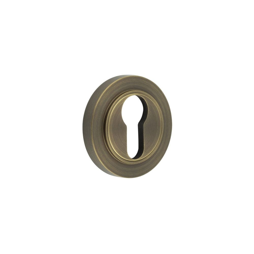 Frelan Hardware Door Furniture Antique Brass / Euro Profile Escutcheons Frelan - Burlington Euro Profile Escutcheons Plain Rose Antique Brass