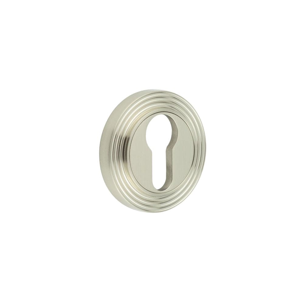Frelan Hardware Door Furniture Satin Nickel / Euro Profile Escutcheons Frelan - Burlington Euro Profile Escutcheons Reeded Rose Satin Nickel