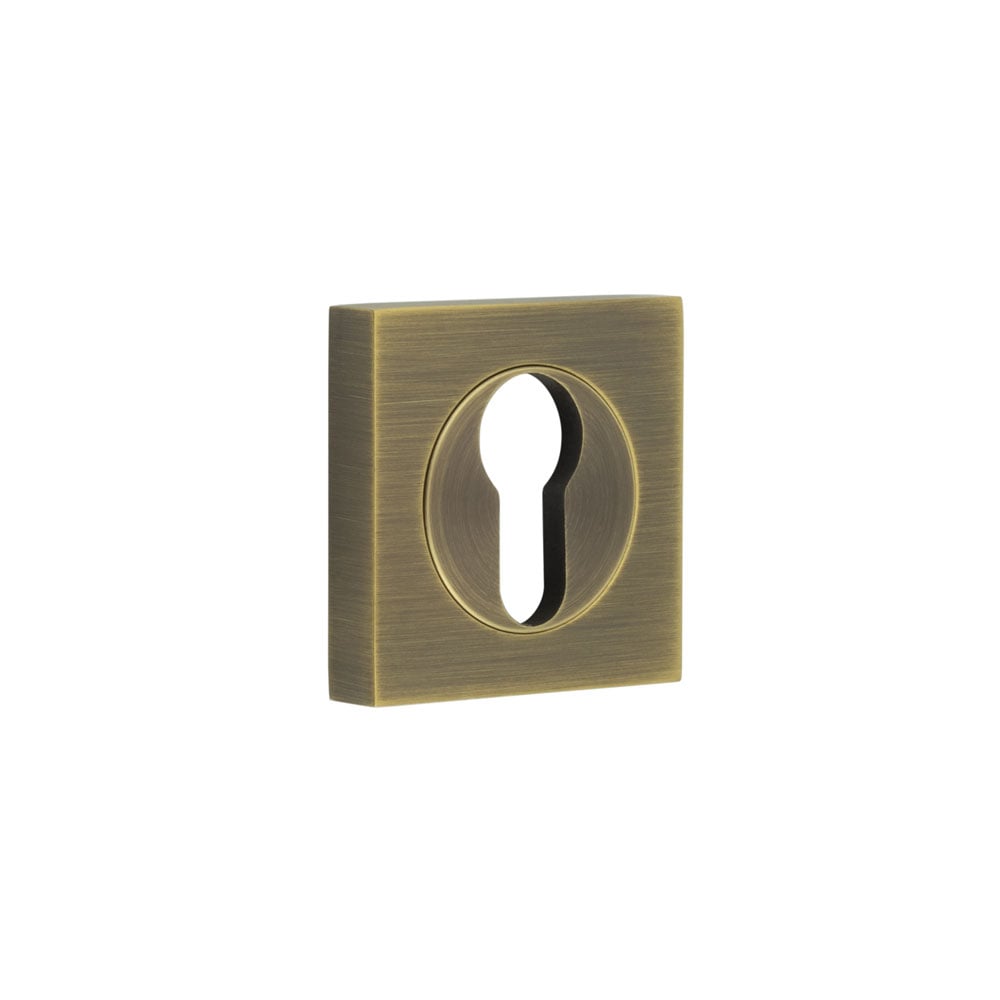 Frelan Hardware Door Furniture Antique Brass / Euro Profile Escutcheons Frelan - Burlington Euro Profile Escutcheons Square Plain Rose Antique Brass