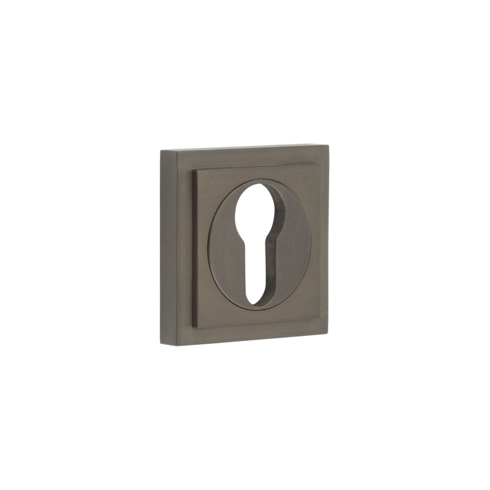 Frelan Hardware Door Furniture Dark Bronze / Euro Profile Escutcheons Frelan - Burlington Euro Profile Escutcheons Square Stepped Rose Dark Bronze