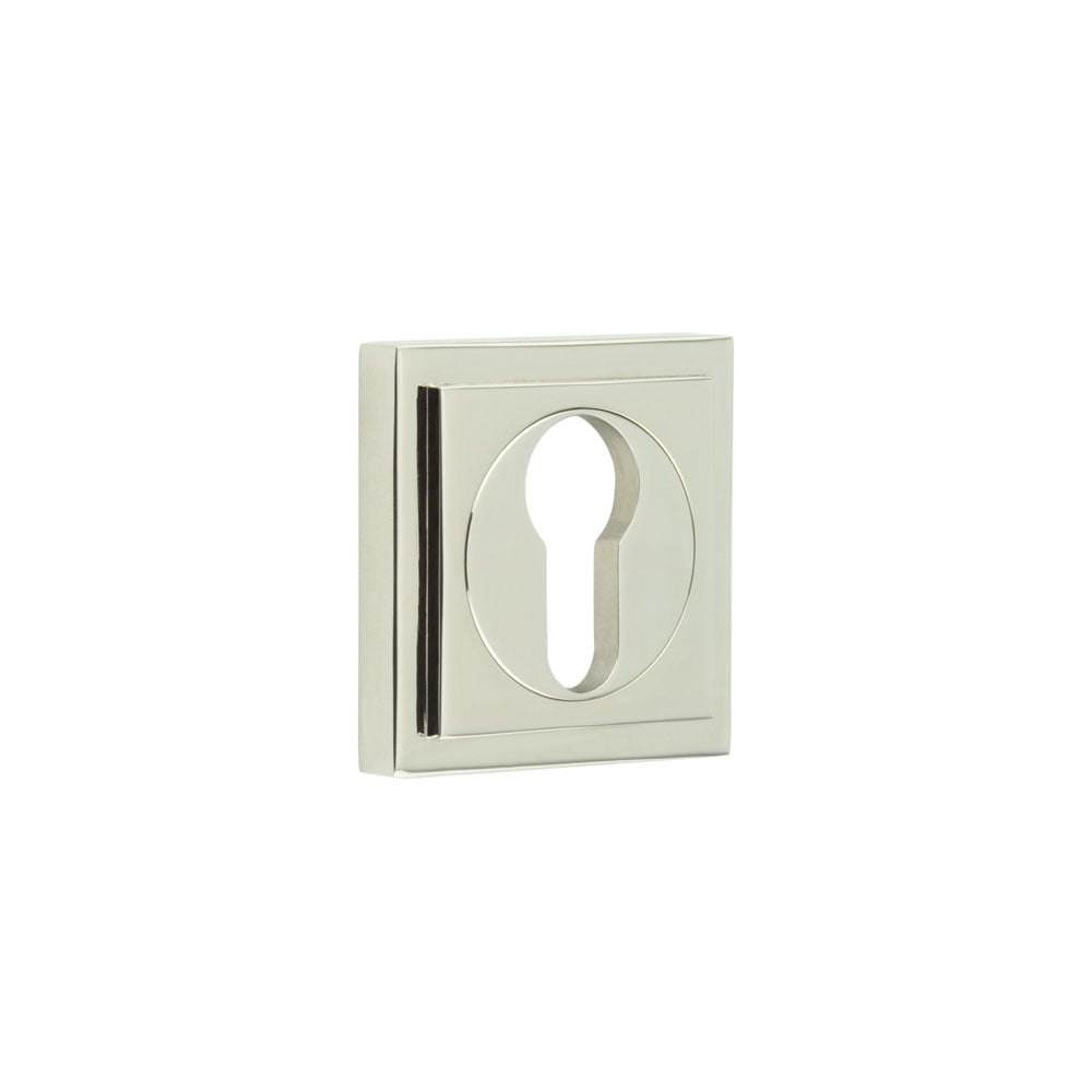 Frelan Hardware Door Furniture Polished Nickel / Euro Profile Escutcheons Frelan - Burlington Euro Profile Escutcheons Square Stepped Rose Polished Nickel
