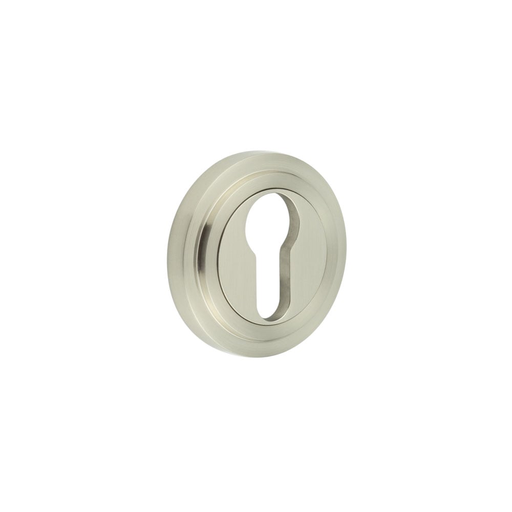 Frelan Hardware Door Furniture Satin Nickel / Euro Profile Escutcheons Frelan - Burlington Euro Profile Escutcheons Stepped Rose Satin Nickel