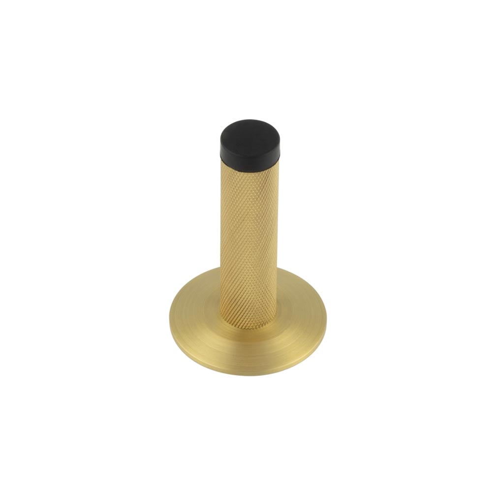 Frelan Hardware Door Furniture Satin Brass Frelan - Burlington Knurled Wall Mounted Door Stop Chamfered Rose Satin Brass