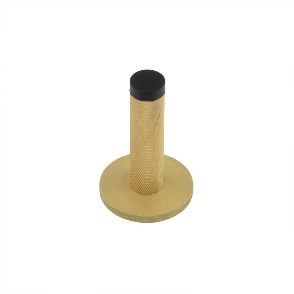 Frelan Hardware Door Furniture Satin Brass Frelan - Burlington Knurled Wall Mounted Door Stop Knurled Rose Satin Brass