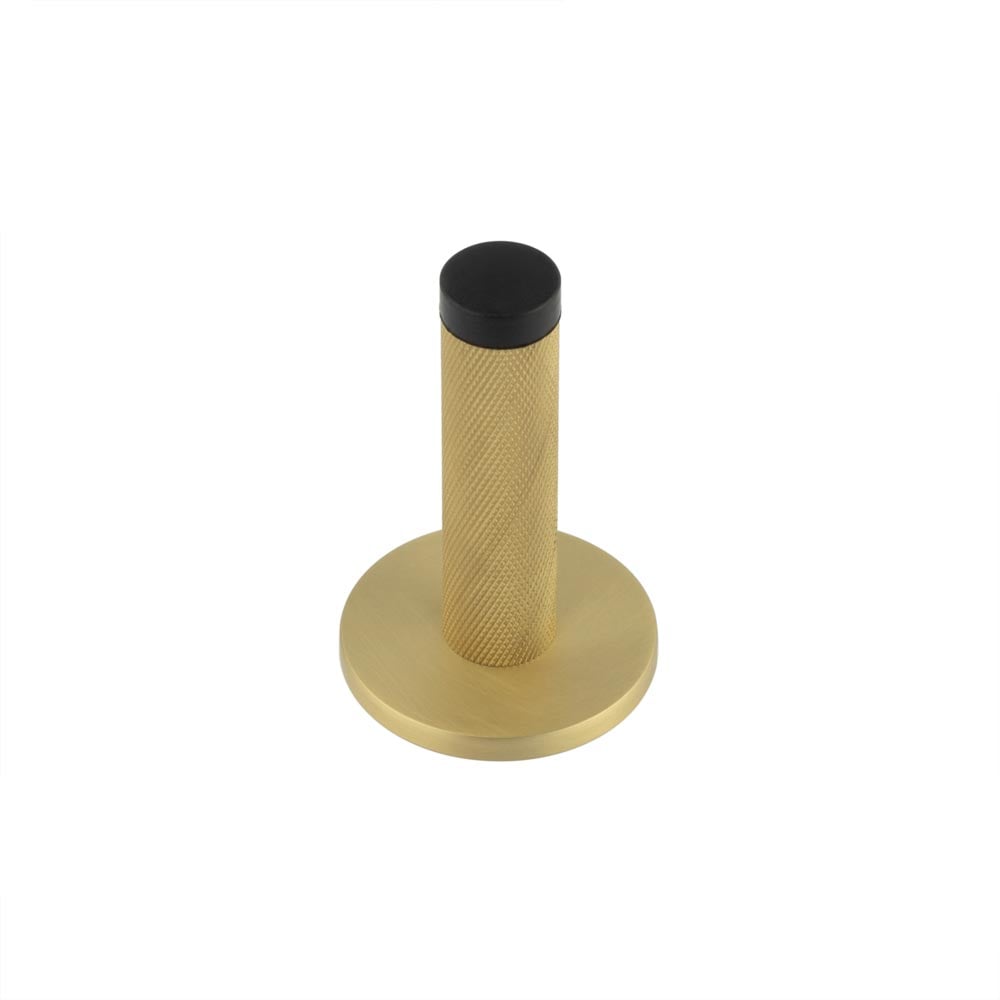 Frelan Hardware Door Furniture Satin Brass Frelan - Burlington Knurled Wall Mounted Door Stop Plain Rose Satin Brass