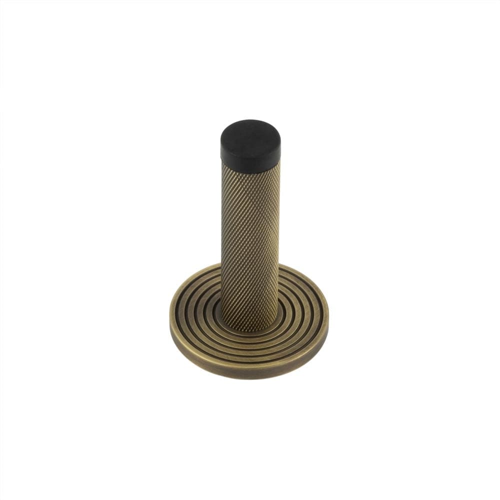 Frelan Hardware Door Furniture Antique Brass Frelan - Burlington Knurled Wall Mounted Door Stop Reeded Rose Antique Brass