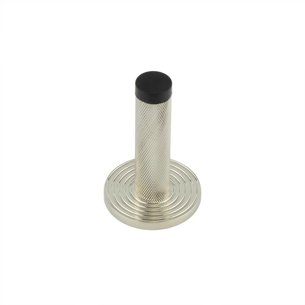 Frelan Hardware Door Furniture Polished Nickel Frelan - Burlington Knurled Wall Mounted Door Stop Reeded Rose Polished Nickel