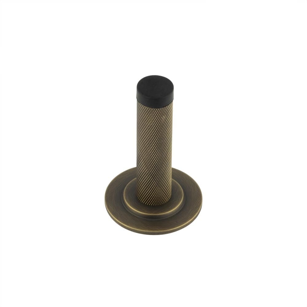 Frelan Hardware Door Furniture Antique Brass Frelan - Burlington Knurled Wall Mounted Door Stop Stepped Rose Antique Brass