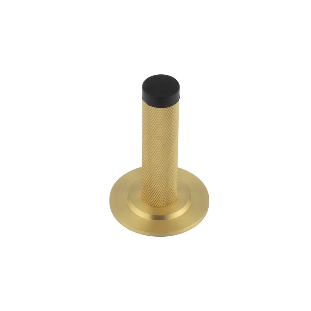 Frelan Hardware Door Furniture Satin Brass Frelan - Burlington Knurled Wall Mounted Door Stop Stepped Rose Satin Brass