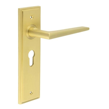 Frelan Hardware Door Furniture Satin Brass / Euro Profile Lock Handles Frelan - Burlington Mayfair Euro Profile Door Handles Satin Brass