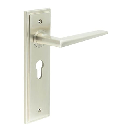 Frelan Hardware Door Furniture Satin Nickel / Euro Profile Lock Handles Frelan - Burlington Mayfair Euro Profile Door Handles Satin Nickel