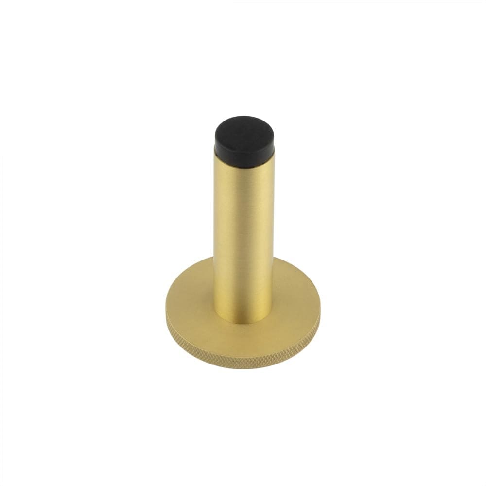 Frelan Hardware Door Furniture Satin Brass Frelan - Burlington Plain Wall Mounted Door Stops Knurled Rose Satin Brass
