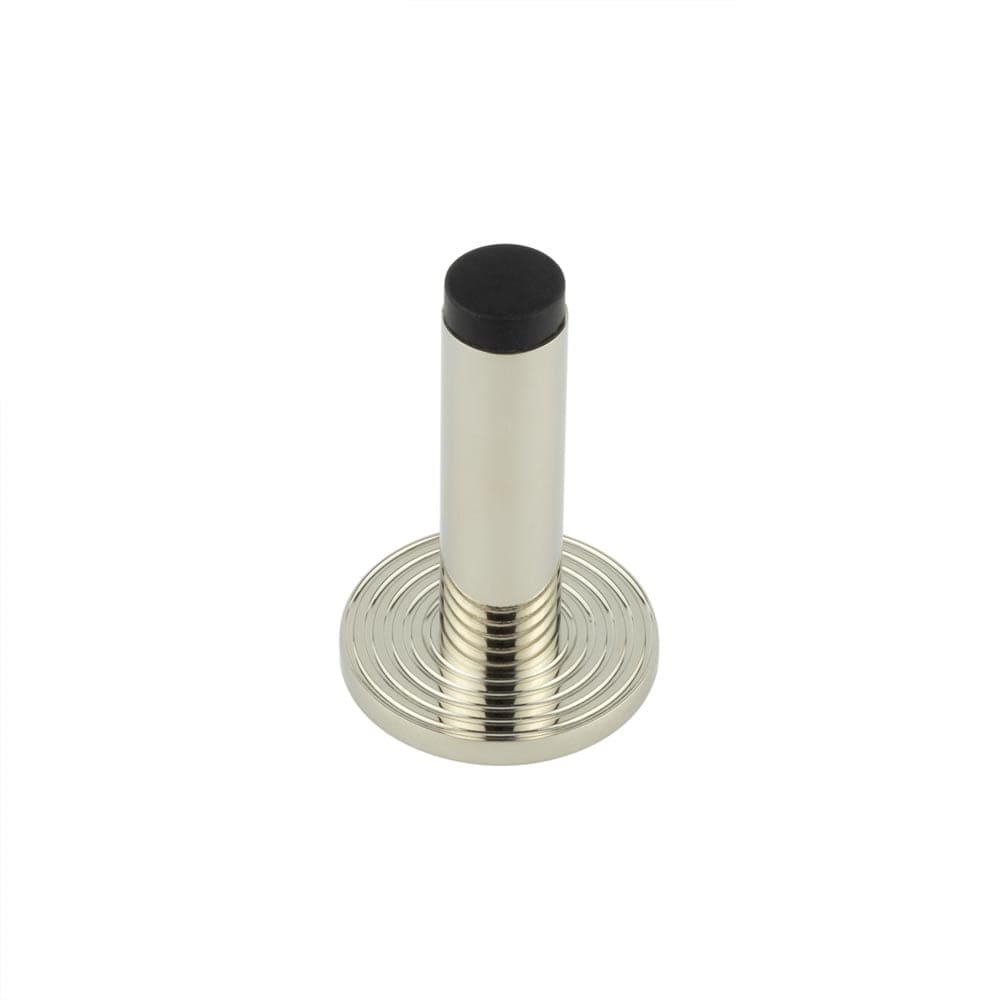 Frelan Hardware Door Furniture Polished Nickel Frelan - Burlington Plain Wall Mounted Door Stops Reeded Rose Polished Nickel