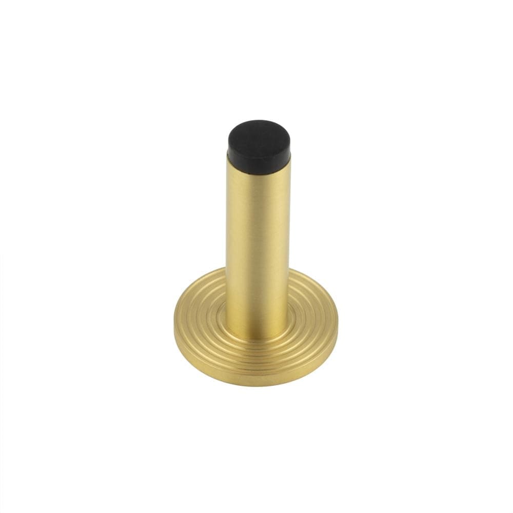 Frelan Hardware Door Furniture Satin Brass Frelan - Burlington Plain Wall Mounted Door Stops Reeded Rose Satin Brass